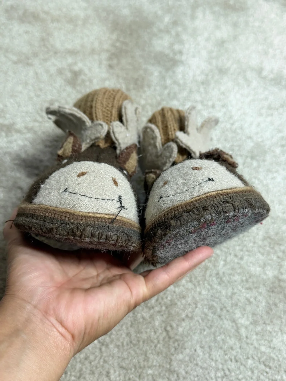 Garnet Hill Kids 100% Boiled New Wool Moose Slipper Boots in Brown 2
